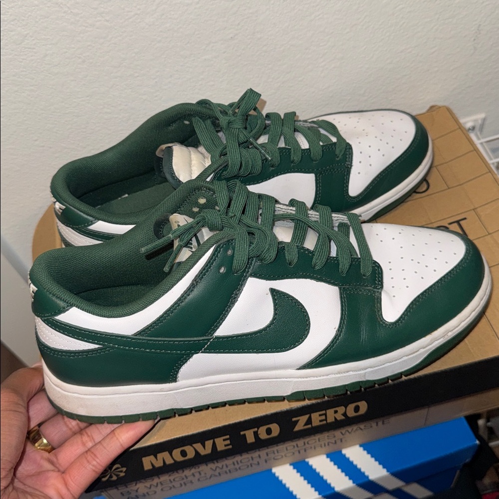 Nike Dunk Low Green and White Sneakers
